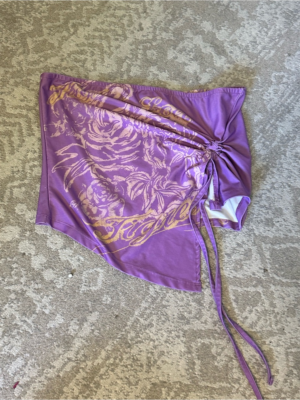 Urban Outfitters Purple & Gold Floral Drawstring Crop Top
